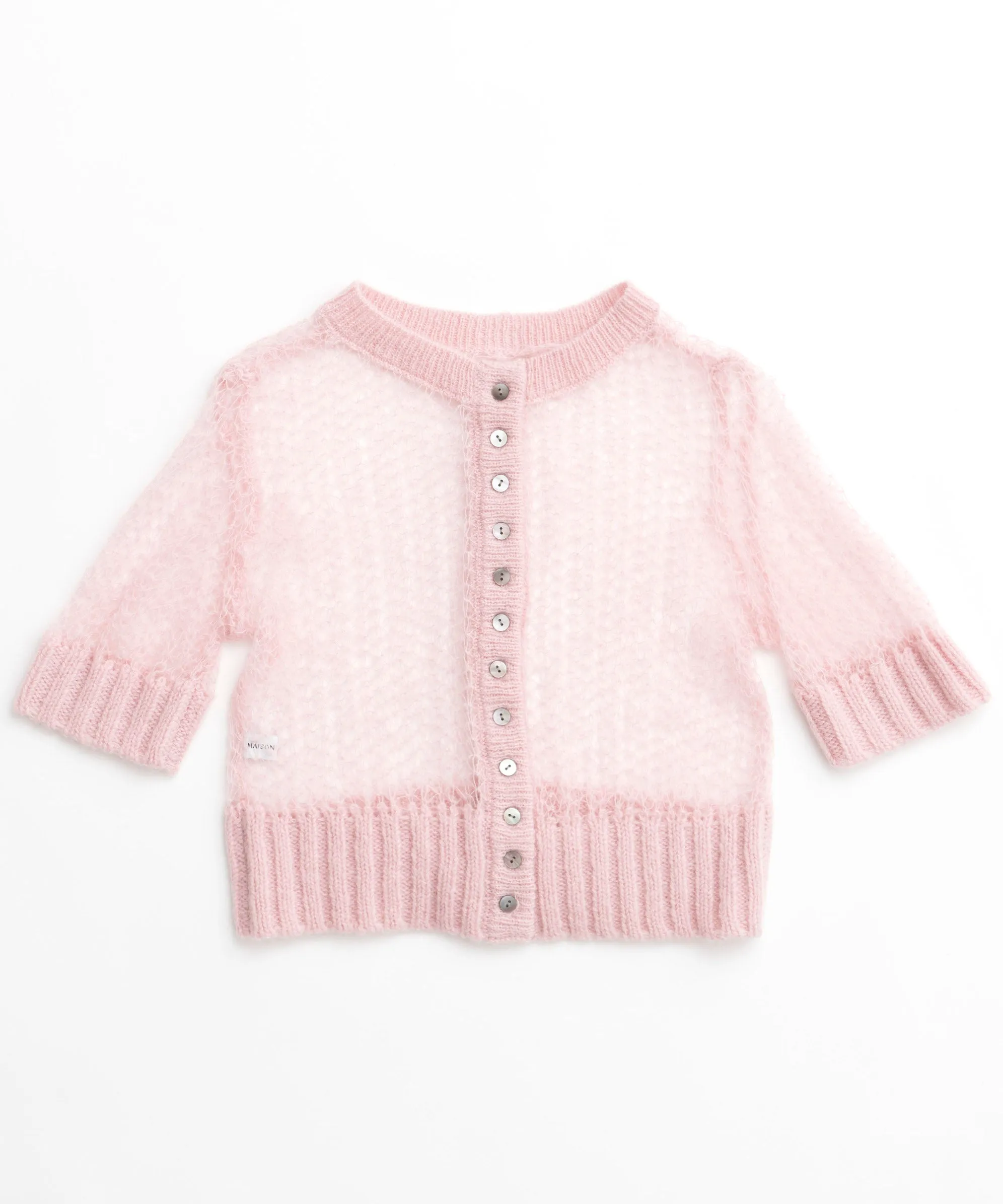 2way Sheer Mohair Half Sleeve Knitwear