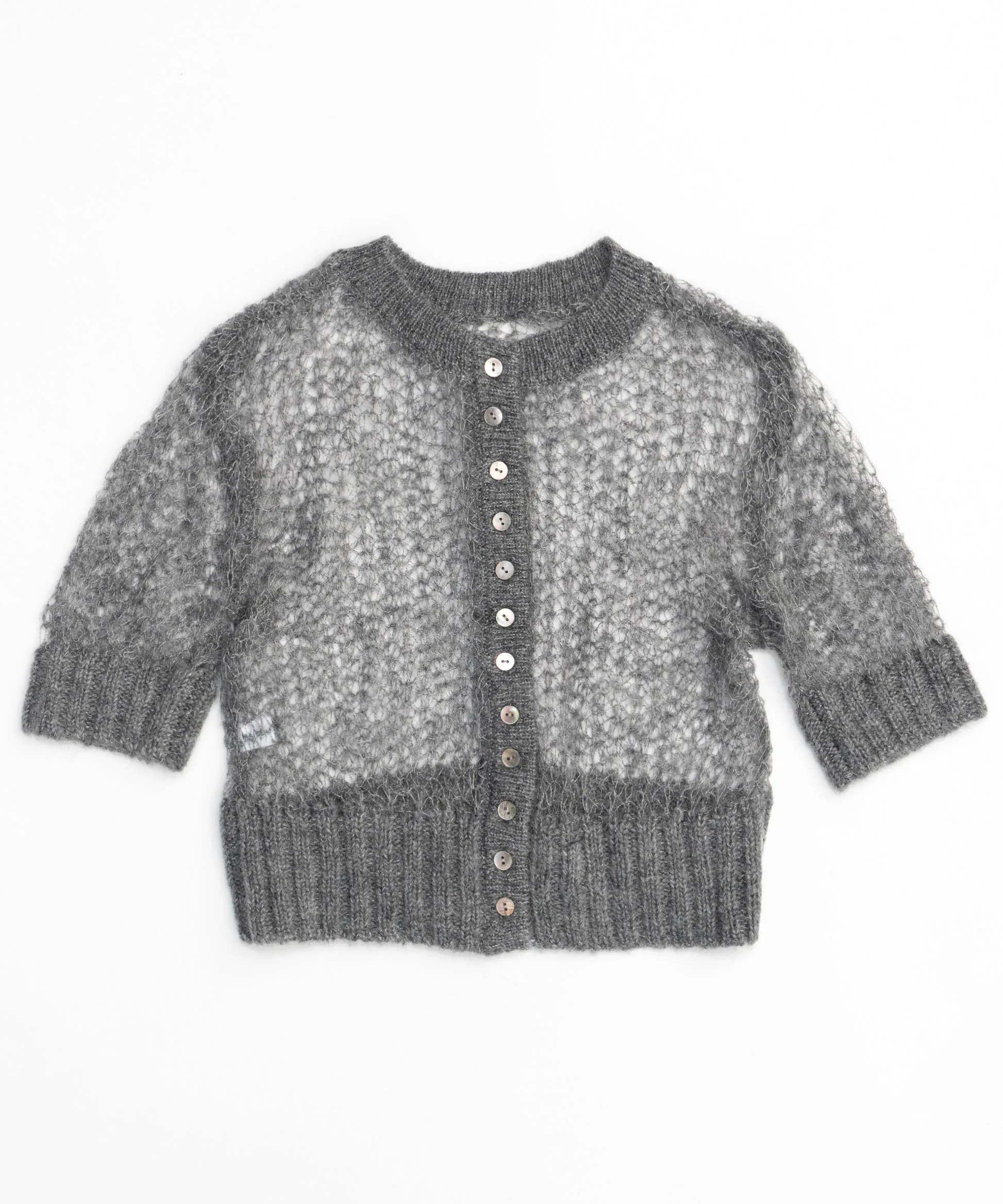 2way Sheer Mohair Half Sleeve Knitwear
