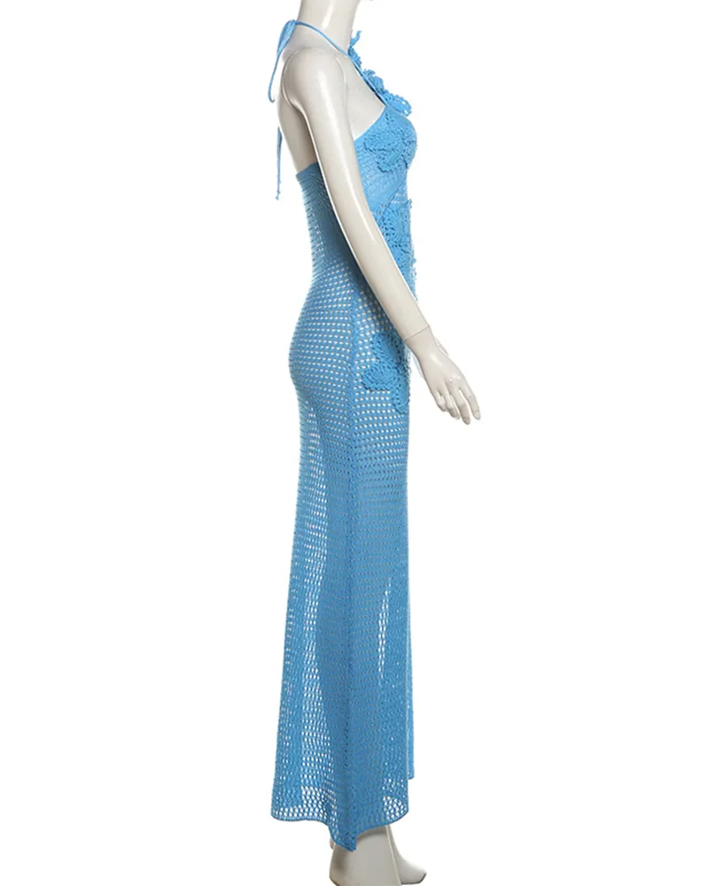 3D Flower Breasts Dressing Gown Slim Dress