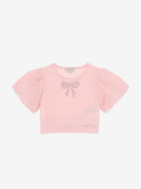 Angels Face Girls Dollie Pearl Bow Top in Pink