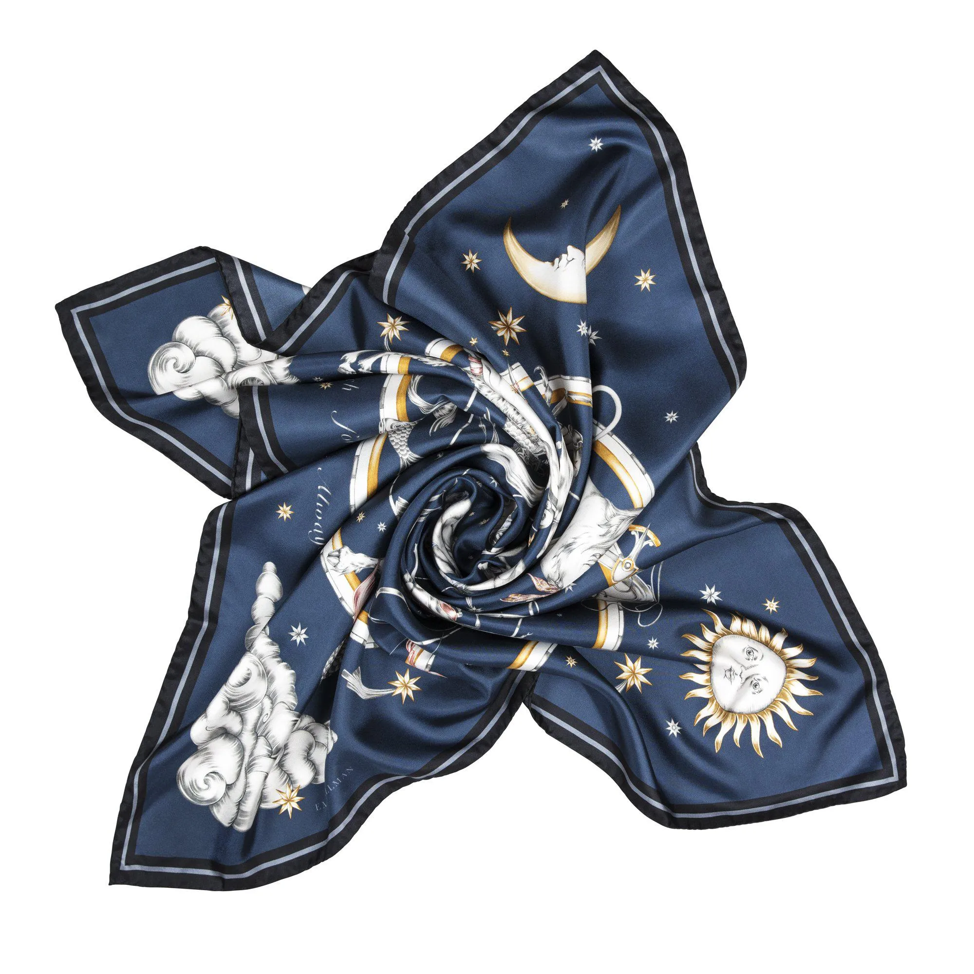 Astrology Silk Scarf Blue