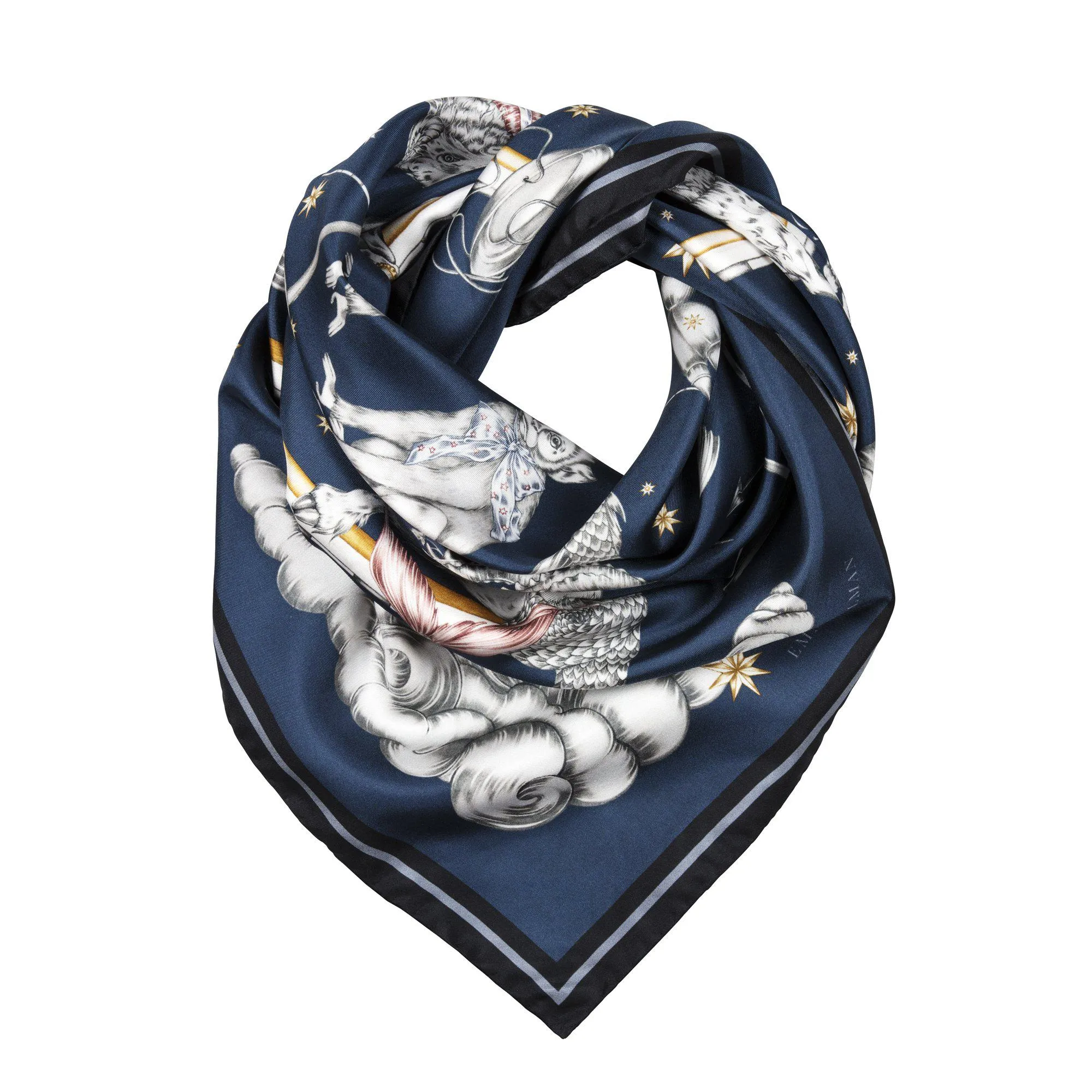 Astrology Silk Scarf Blue