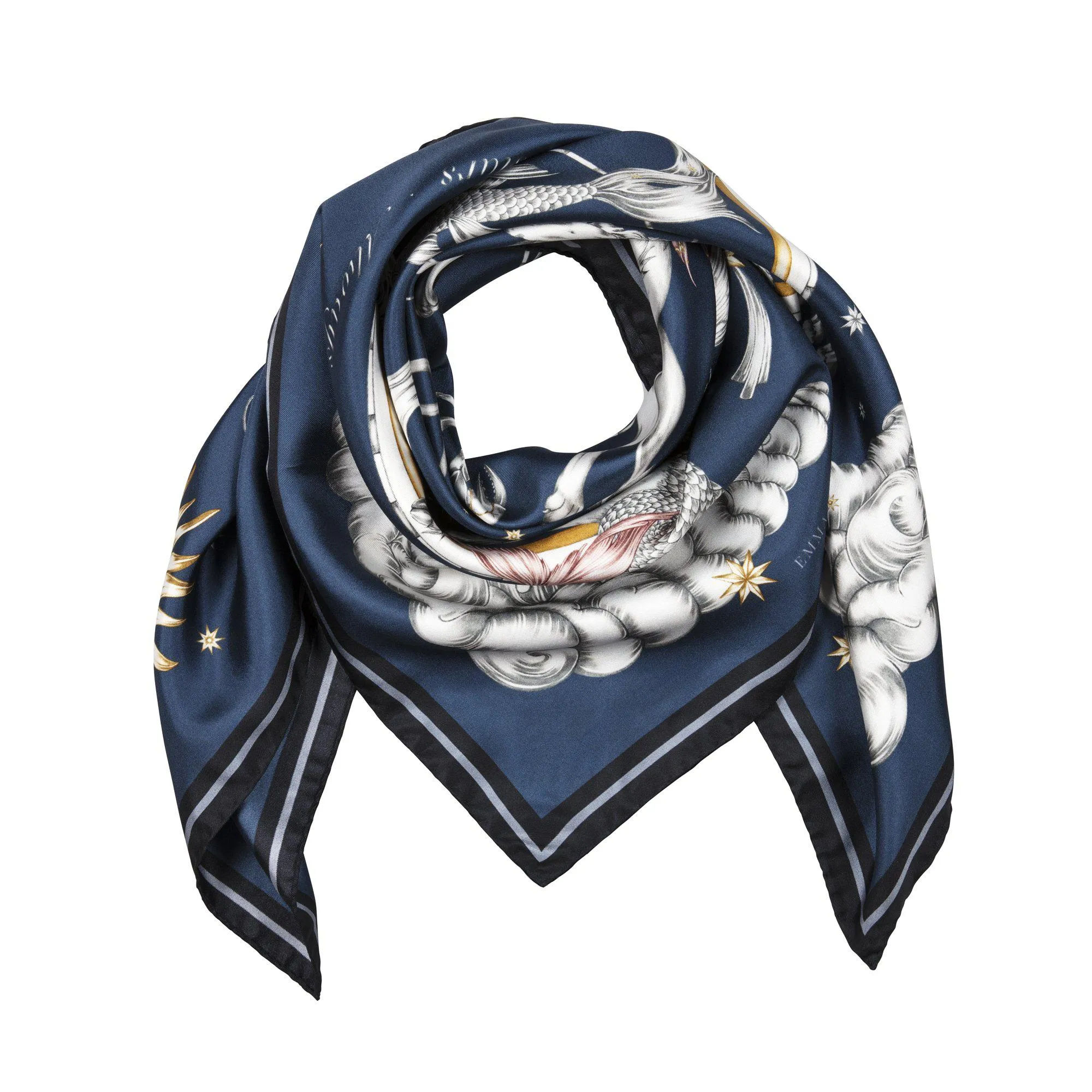 Astrology Silk Scarf Blue