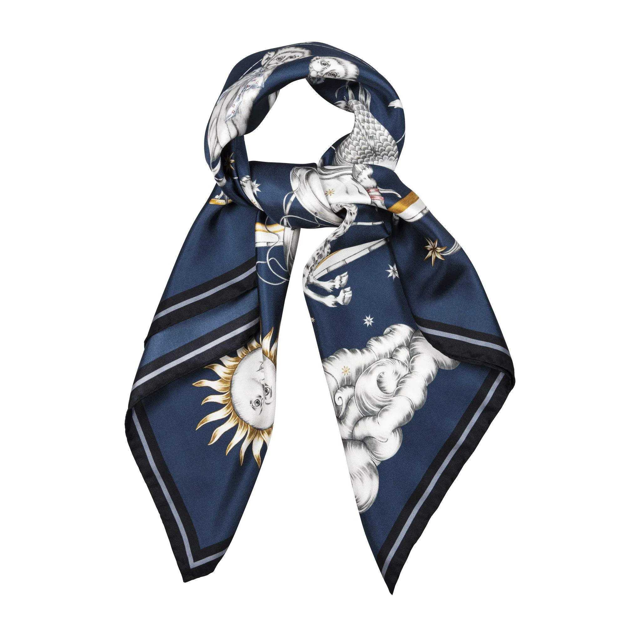Astrology Silk Scarf Blue