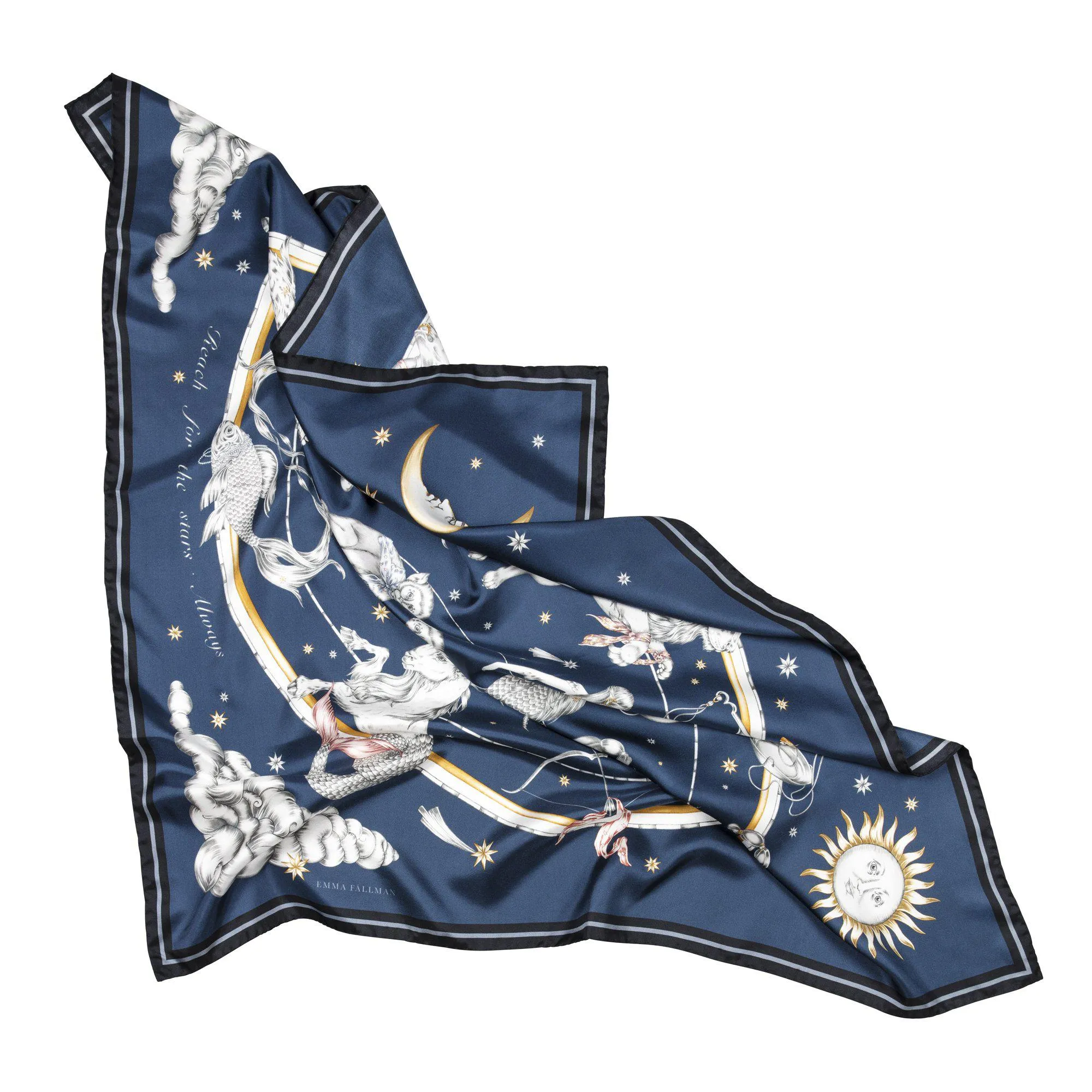 Astrology Silk Scarf Blue