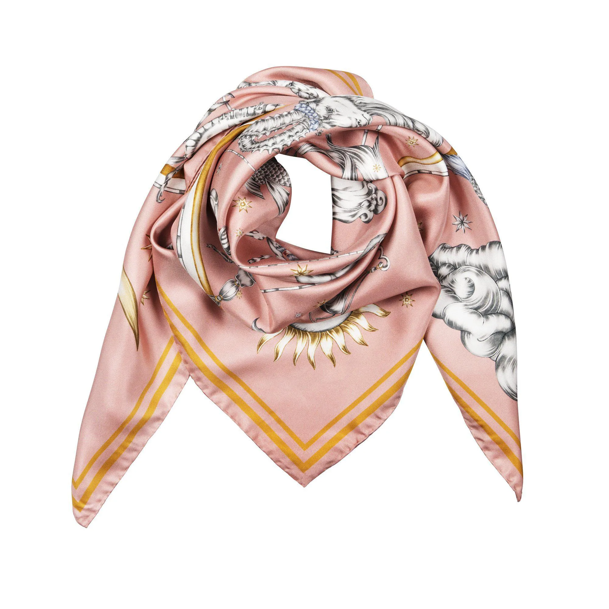 Astrology Silk Scarf Pink