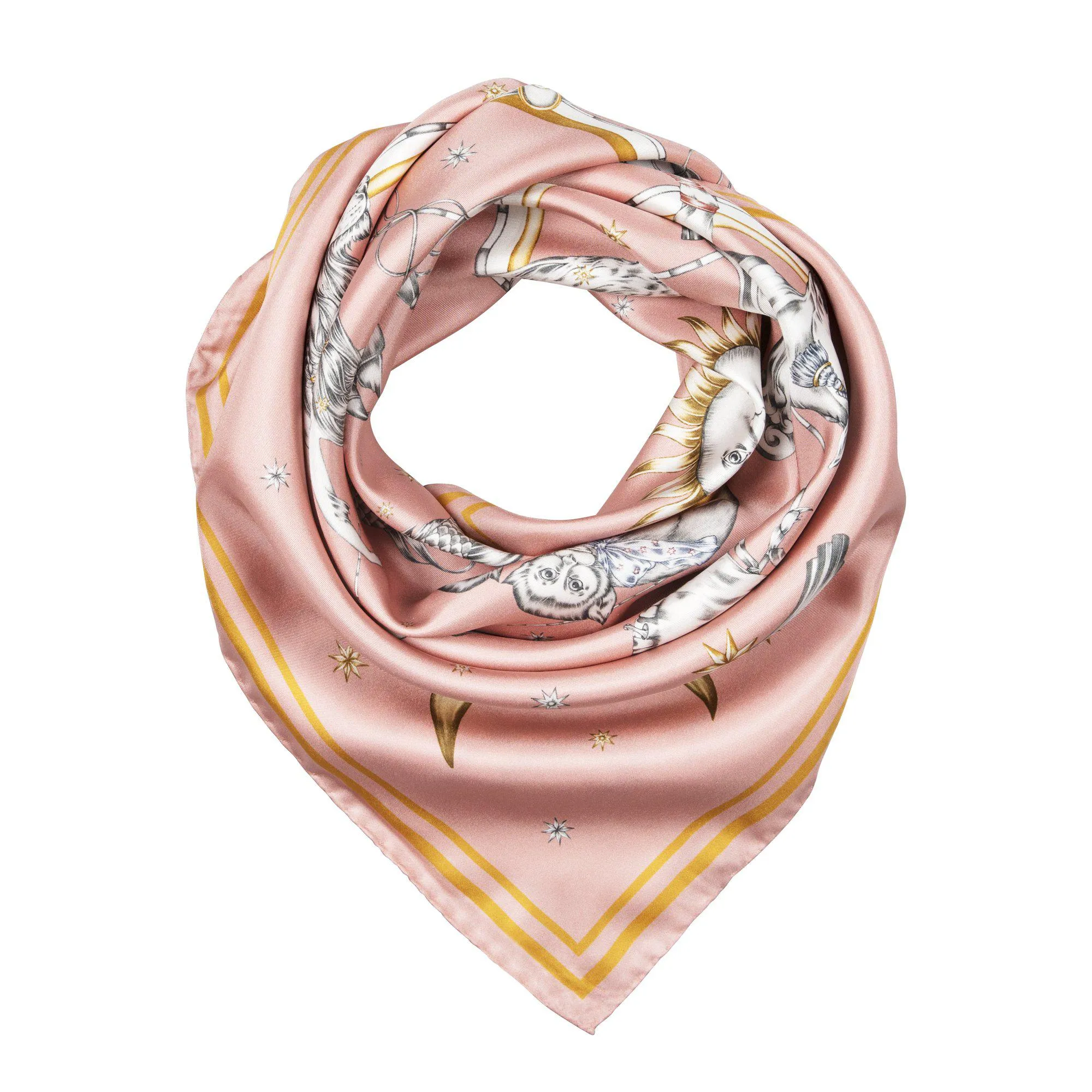 Astrology Silk Scarf Pink