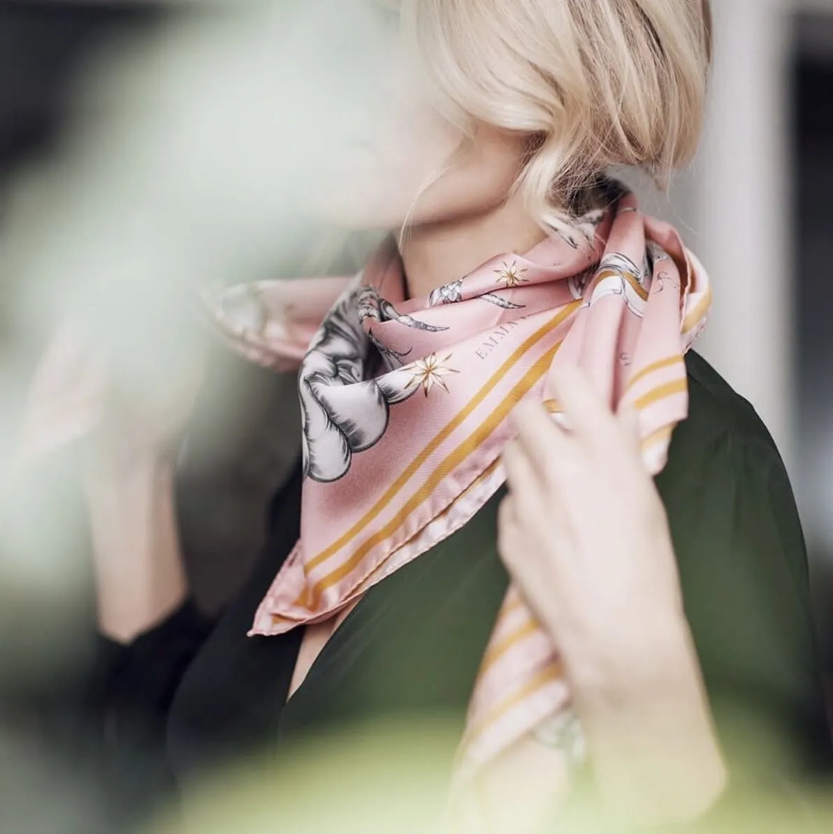 Astrology Silk Scarf Pink