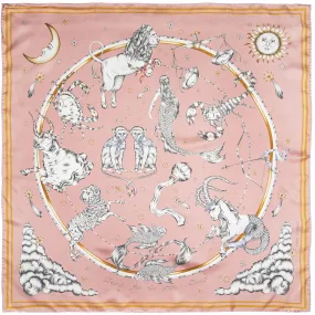 Astrology Silk Scarf Pink