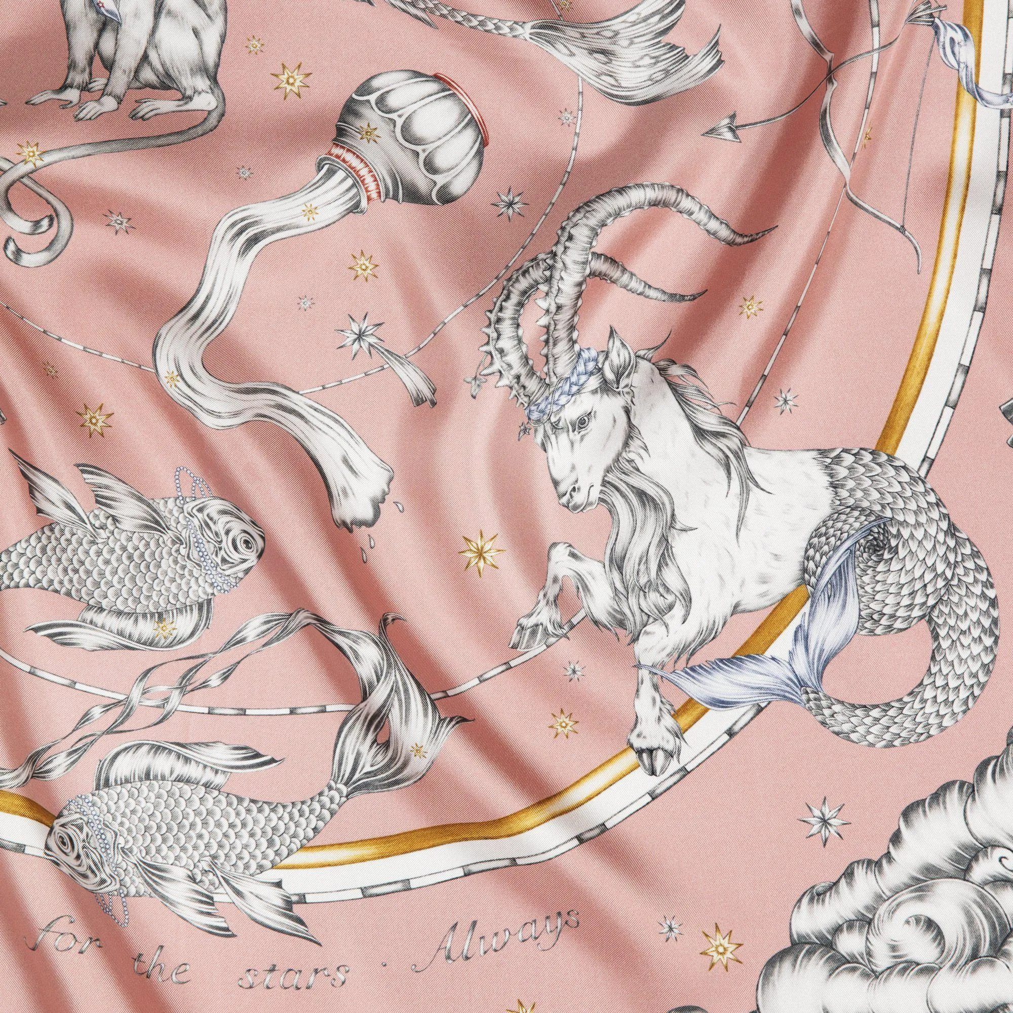 Astrology Silk Scarf Pink