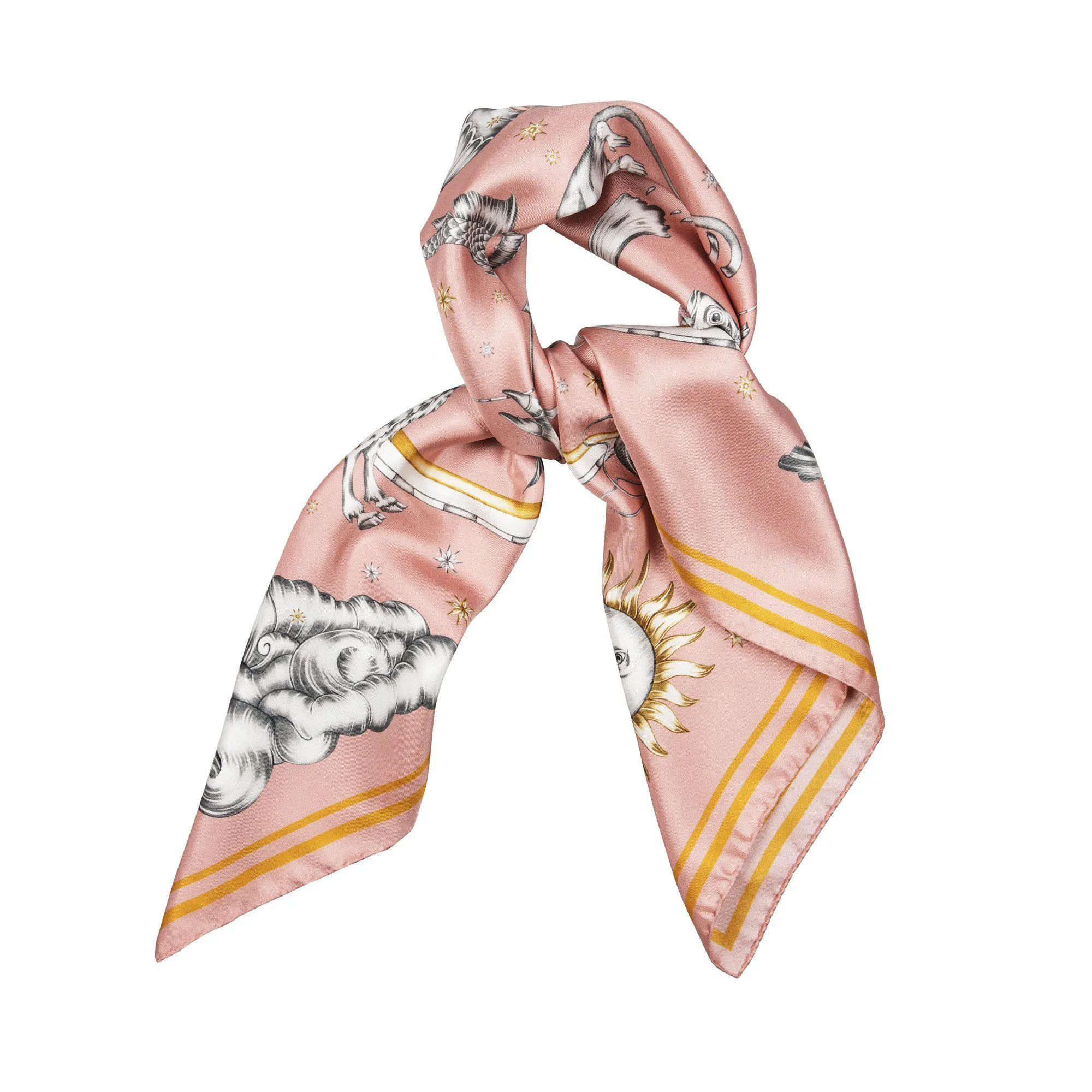Astrology Silk Scarf Pink