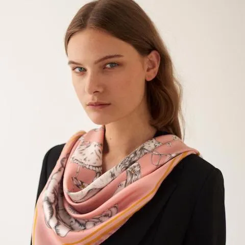 Astrology Silk Scarf Pink