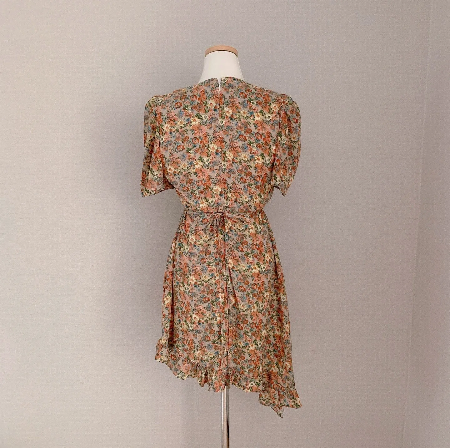 Asymmetrical Floral Wrap Dress