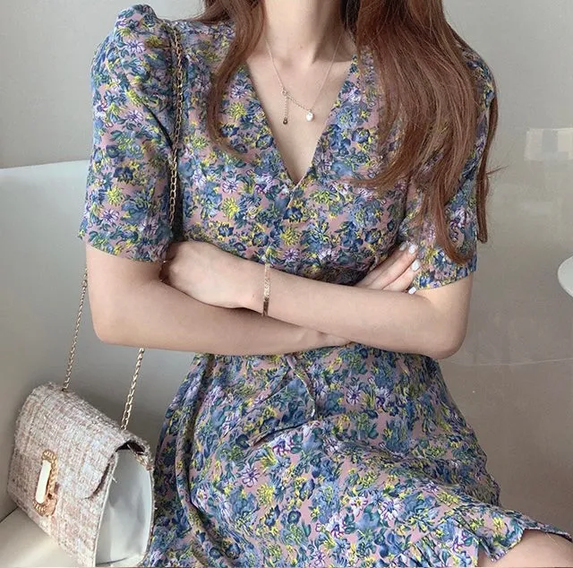 Asymmetrical Floral Wrap Dress
