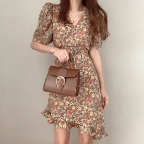 Asymmetrical Floral Wrap Dress