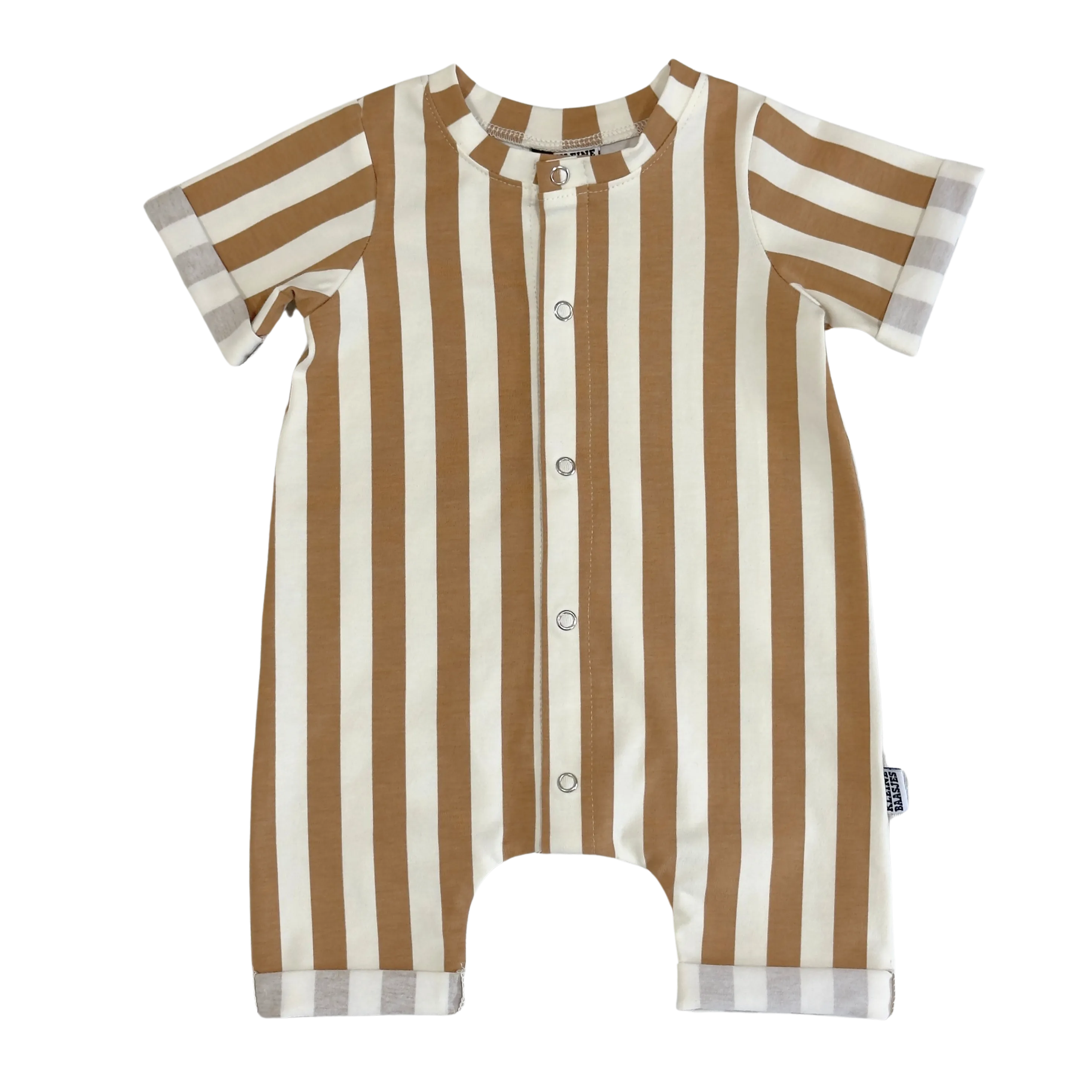 Baby Zomer Jumpsuit Verticale streep Toffee Bruin - maat 68 - Laatste Kans!