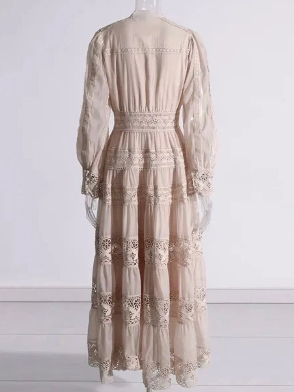 Beige lace maxi dress