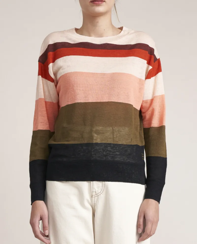 Bellerose Senia Stripe Coral Pink Linen Knit