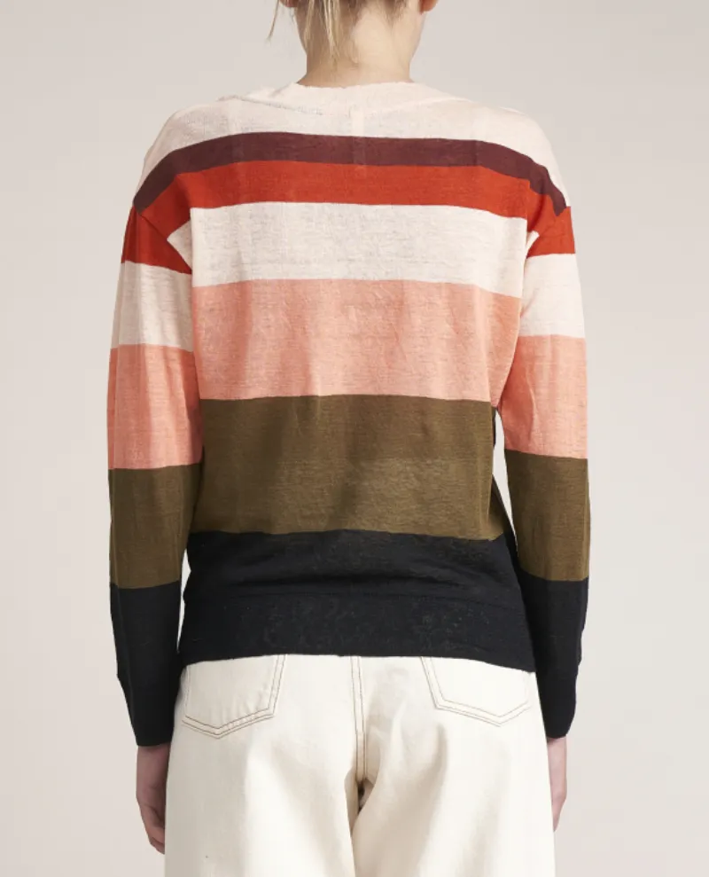 Bellerose Senia Stripe Coral Pink Linen Knit