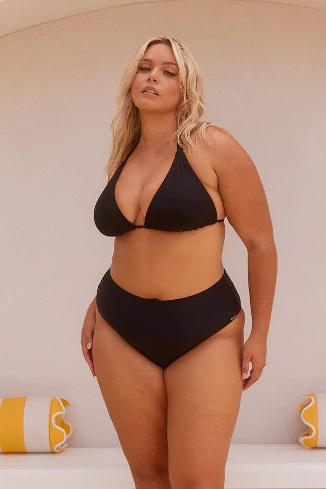Black High Rise Bikini Bottoms