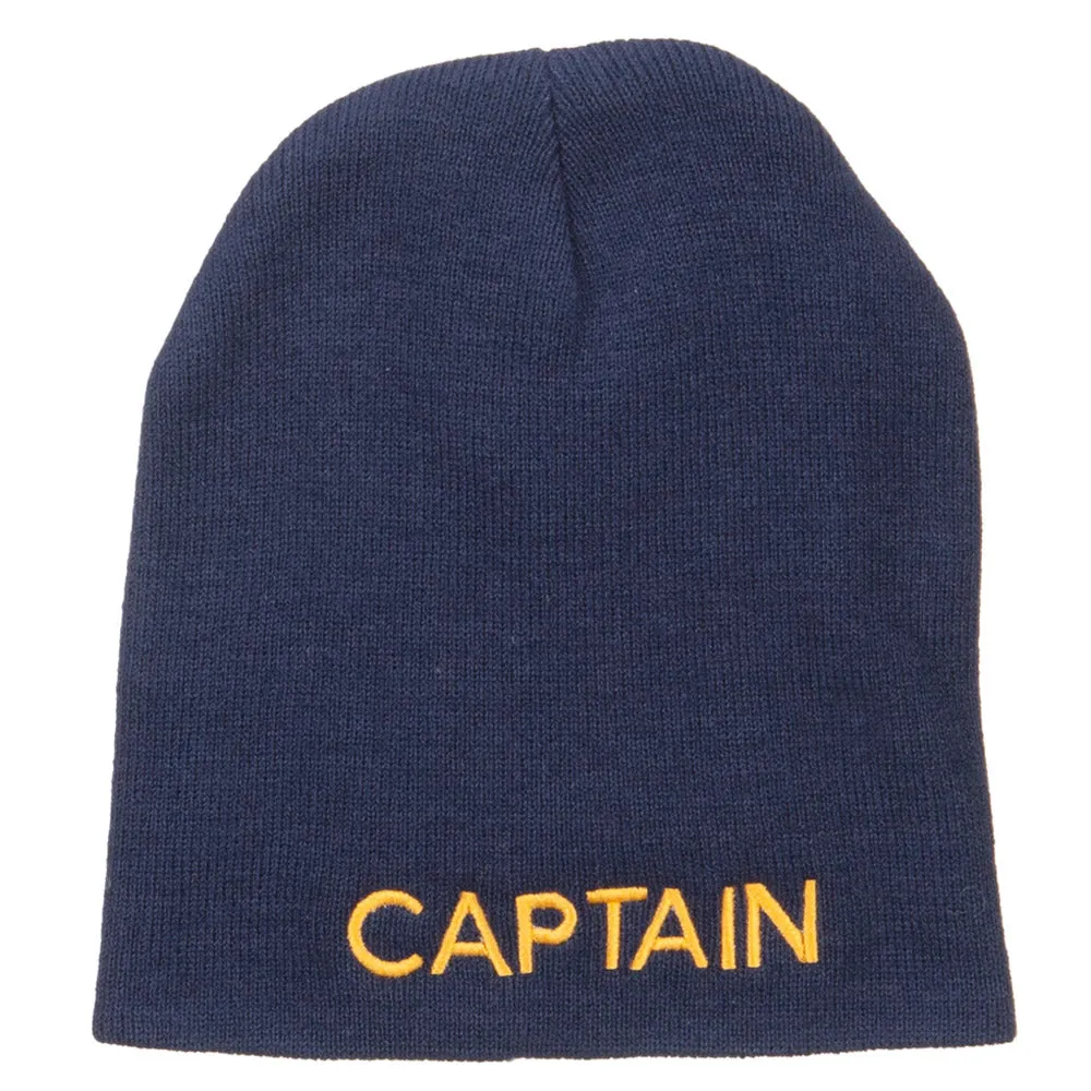 Captain Embroidered Short Beanie