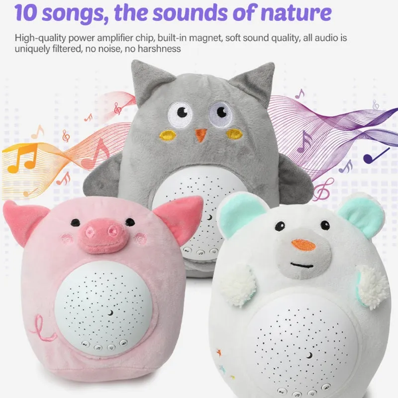 Cartoon Animal Plush Toy Starry Sky Projector Night Light for Babies