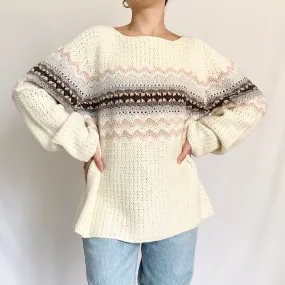 Chunky Knit Nordic Style 1990s Sweater (L)