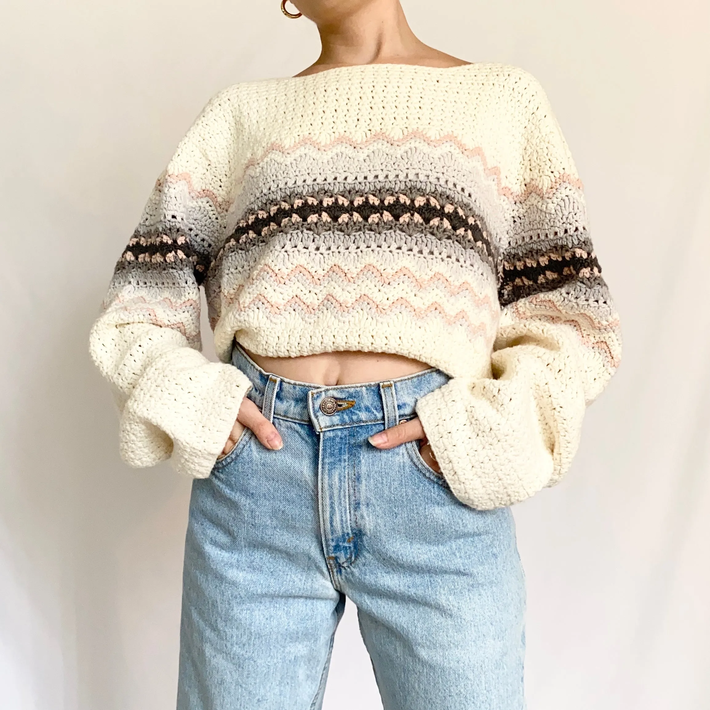 Chunky Knit Nordic Style 1990s Sweater (L)