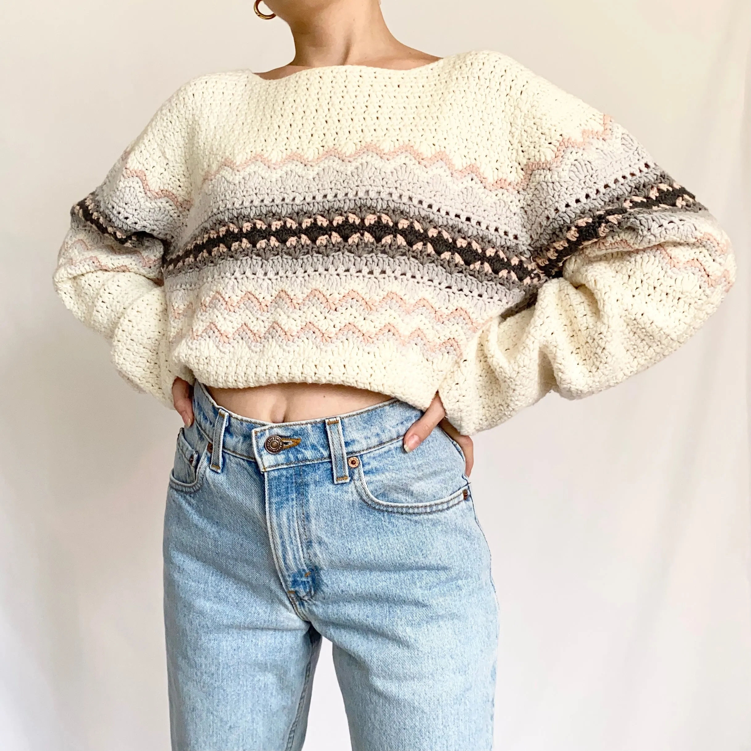 Chunky Knit Nordic Style 1990s Sweater (L)