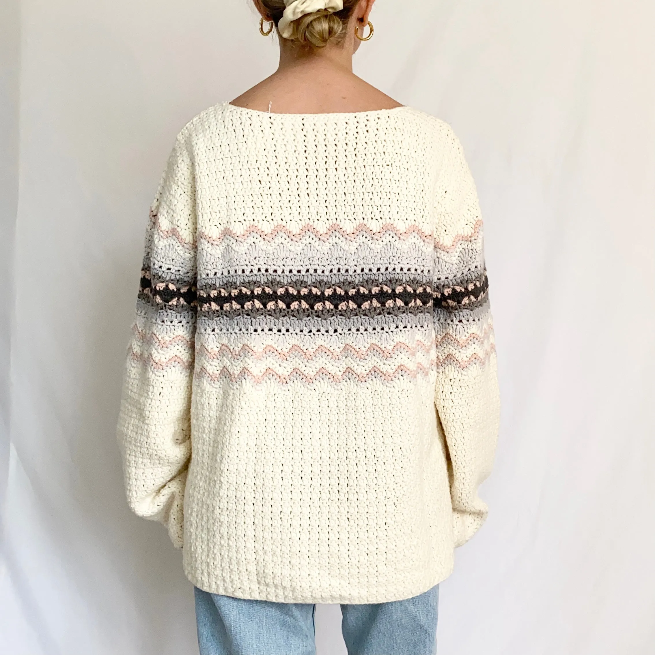 Chunky Knit Nordic Style 1990s Sweater (L)