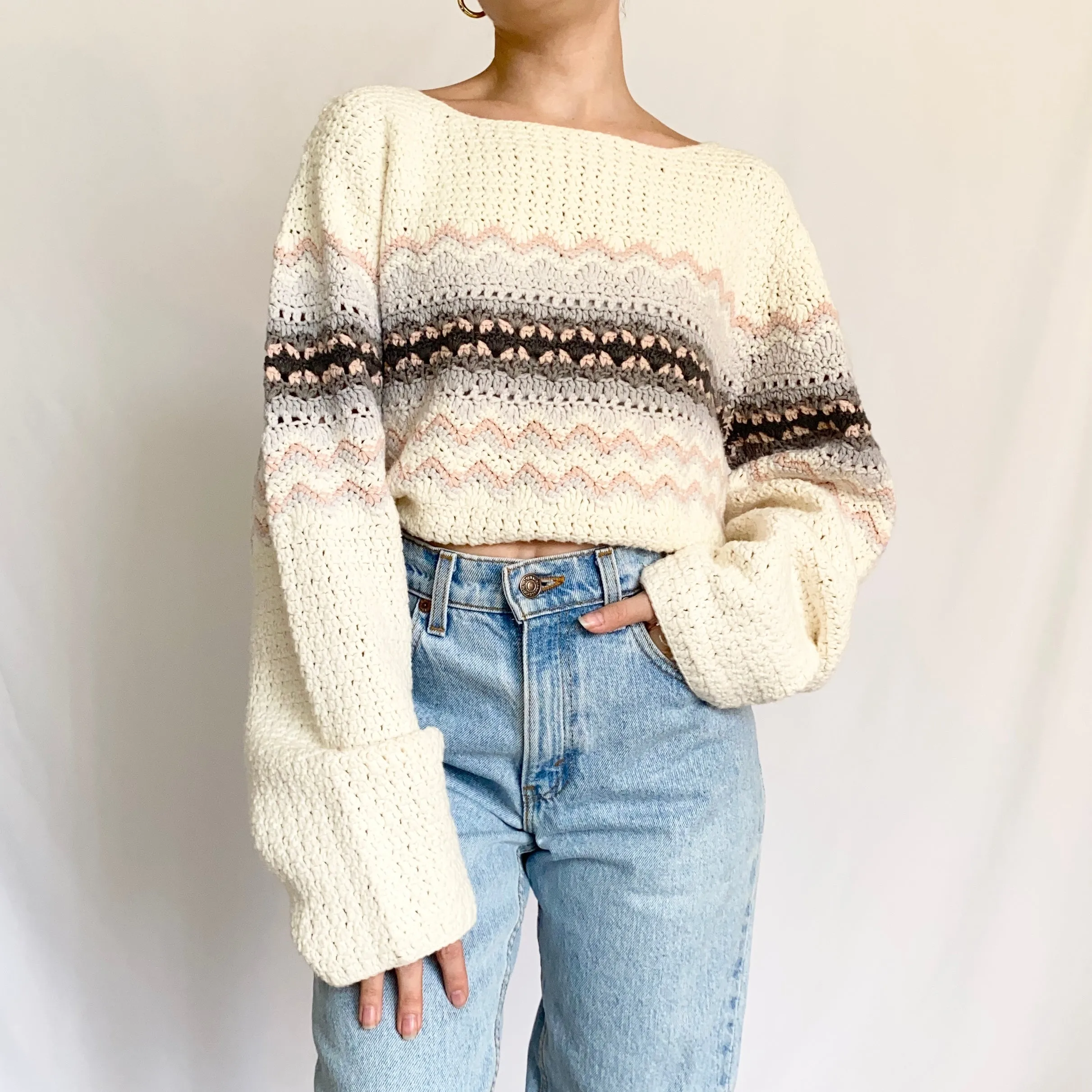 Chunky Knit Nordic Style 1990s Sweater (L)