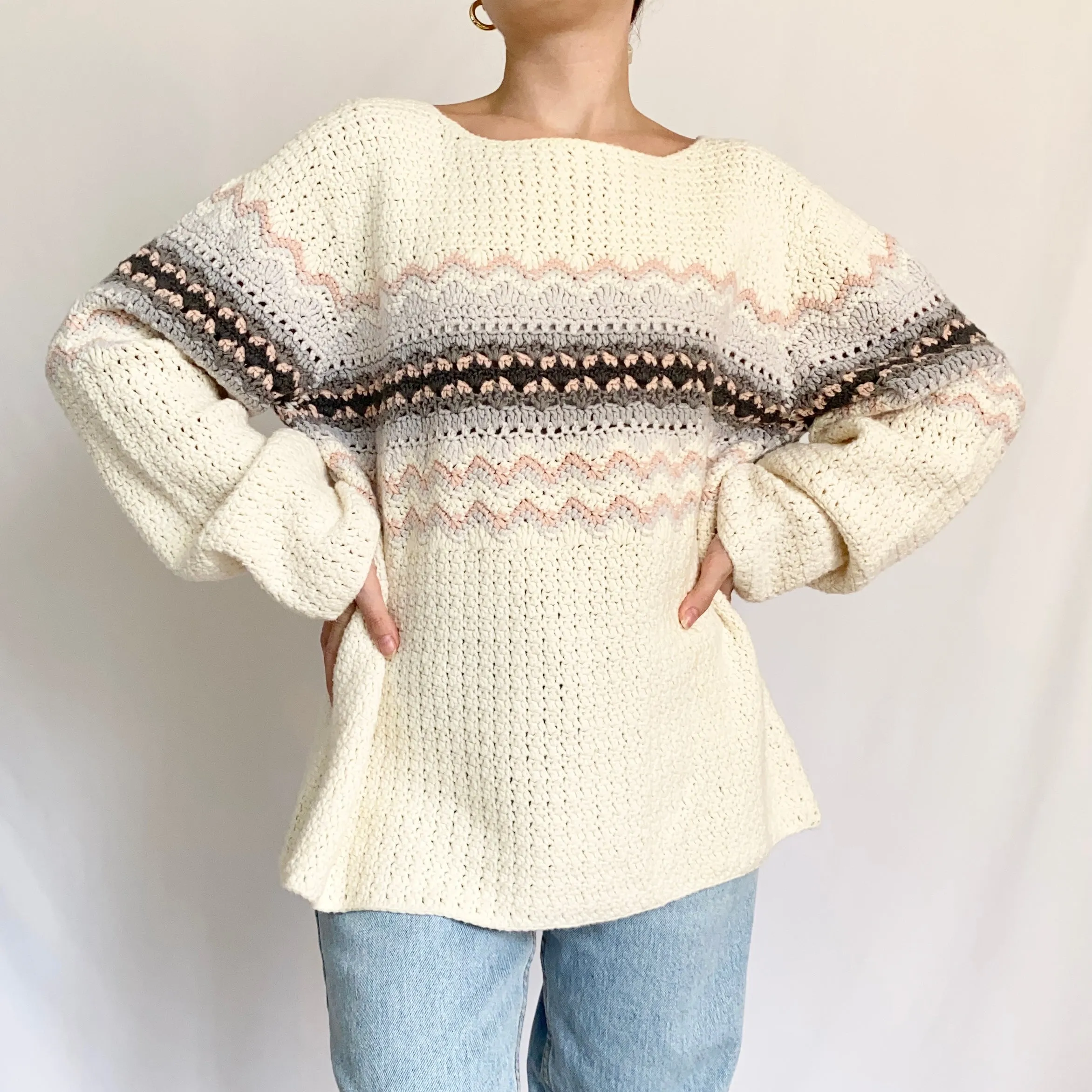 Chunky Knit Nordic Style 1990s Sweater (L)