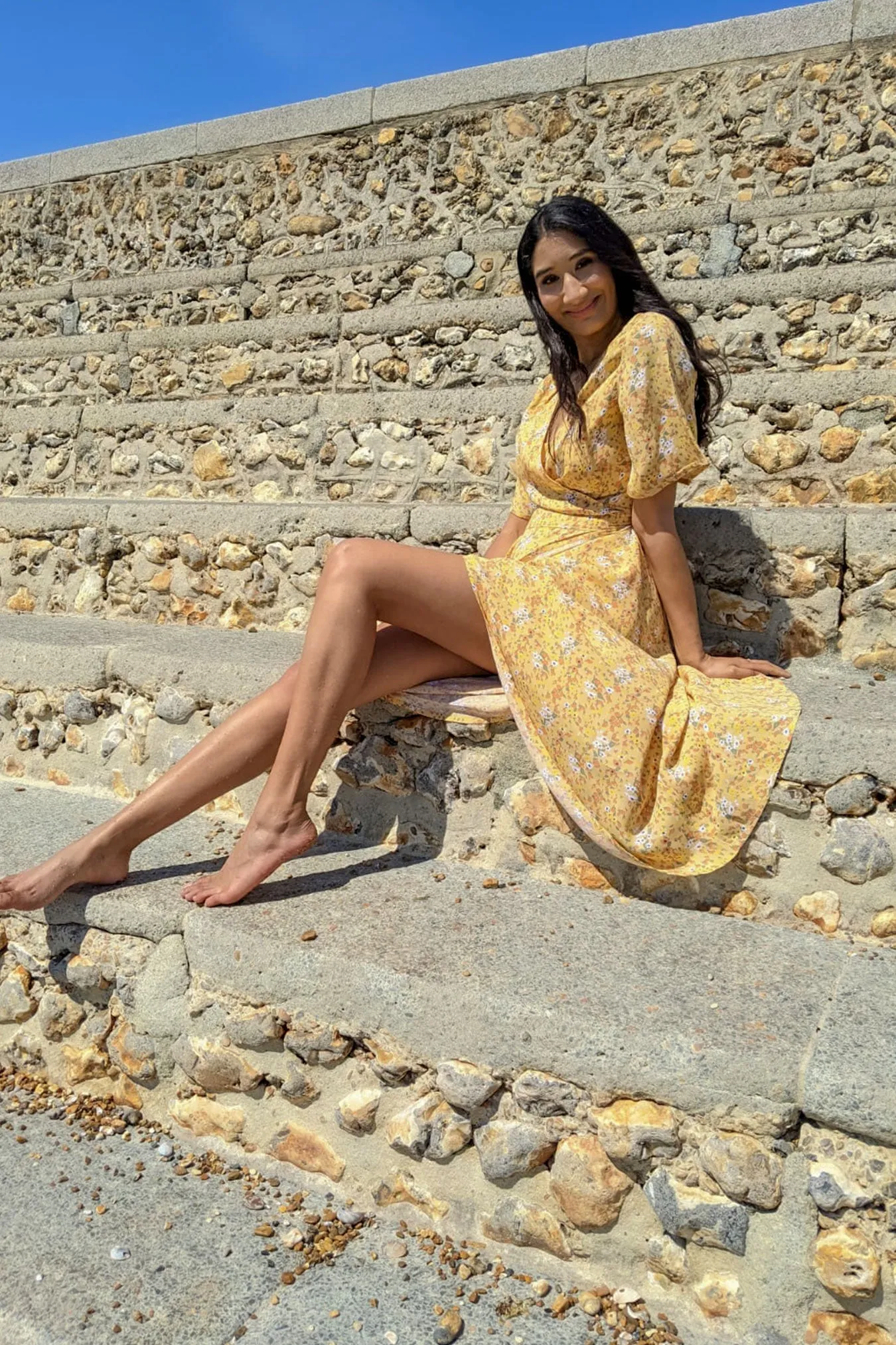 Claire - Midi Wrap Dress - Yellow