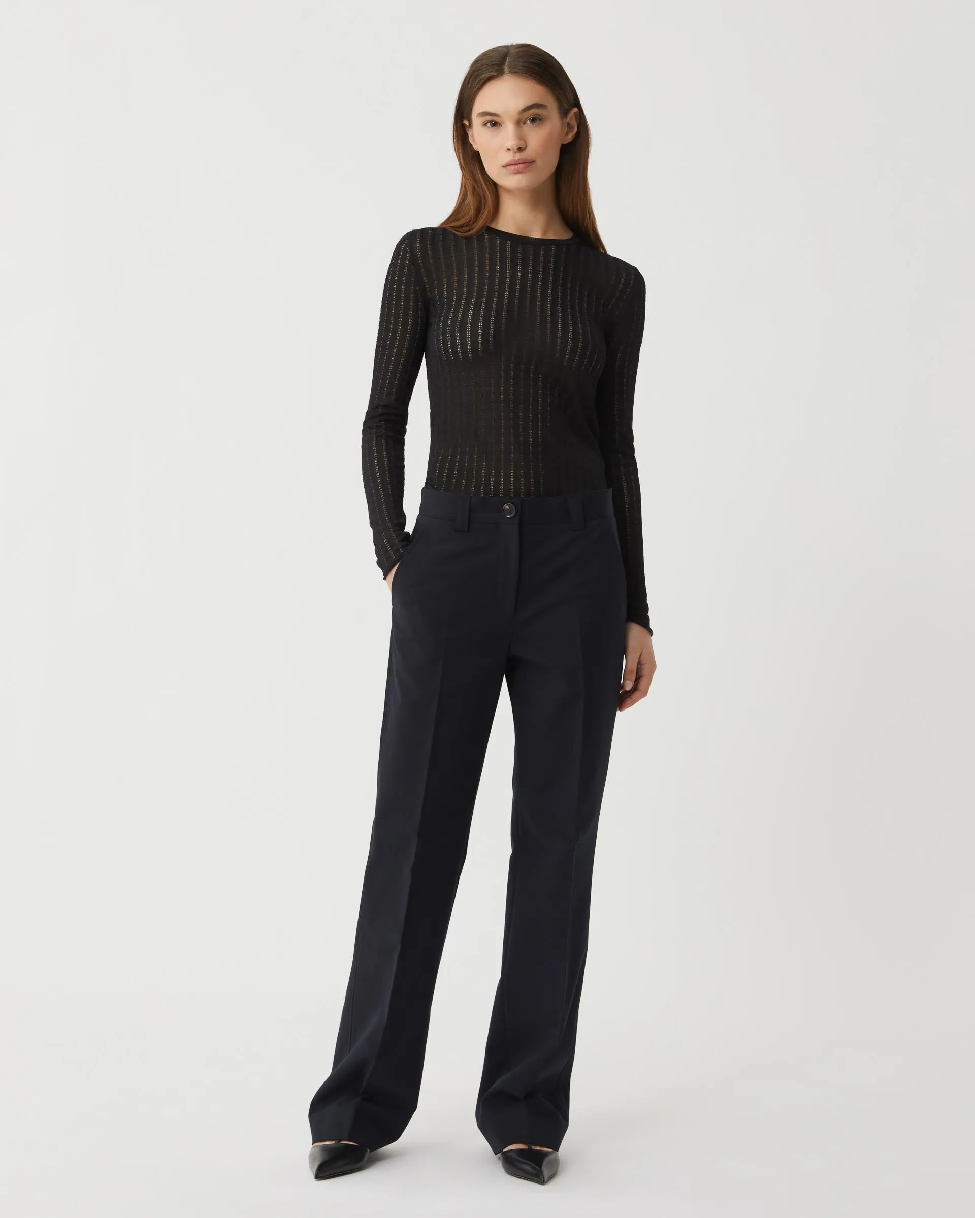 Cleo Sweater in Silk Crepe, Black
