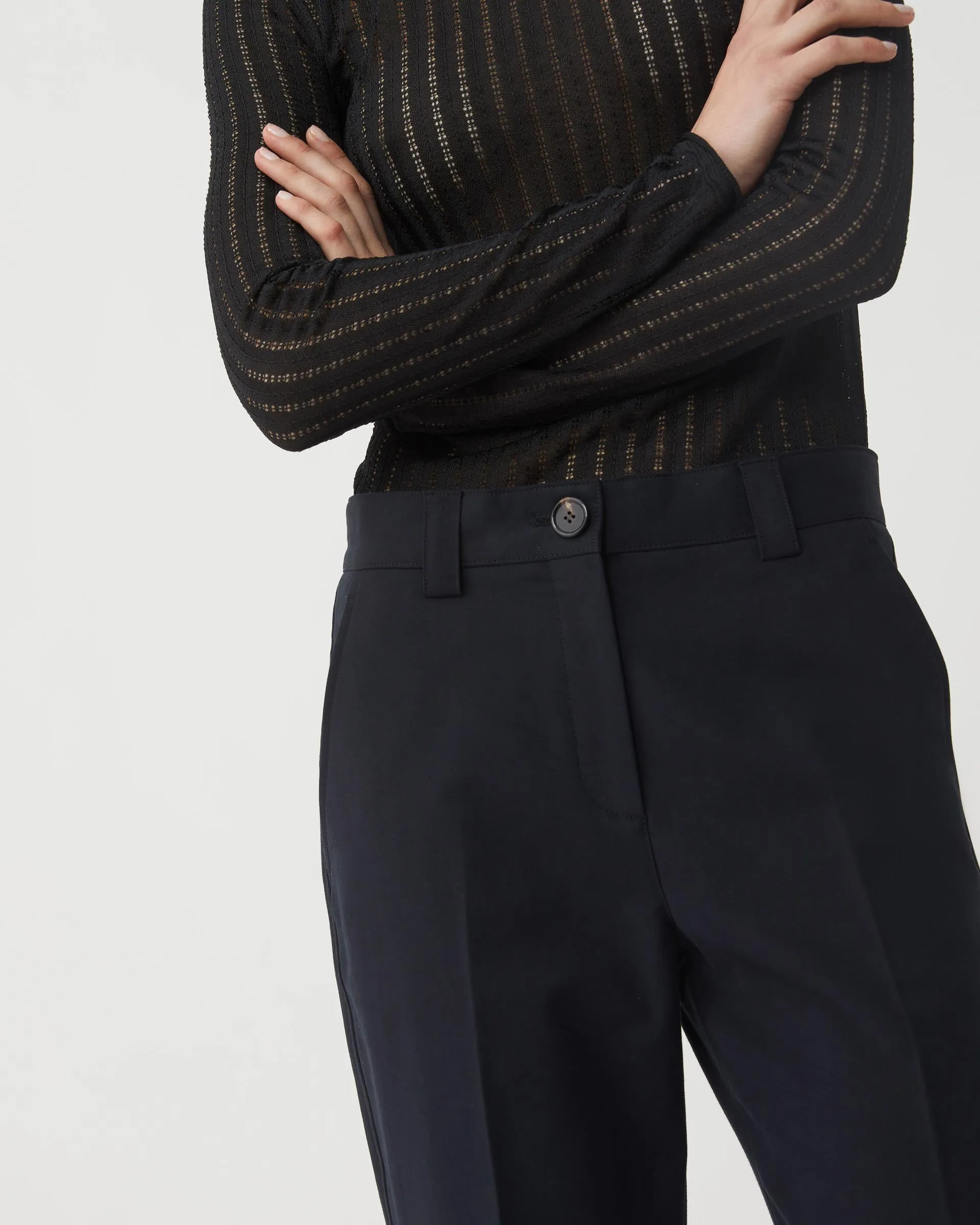 Cleo Sweater in Silk Crepe, Black