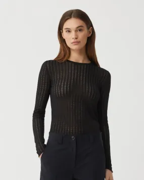 Cleo Sweater in Silk Crepe, Black