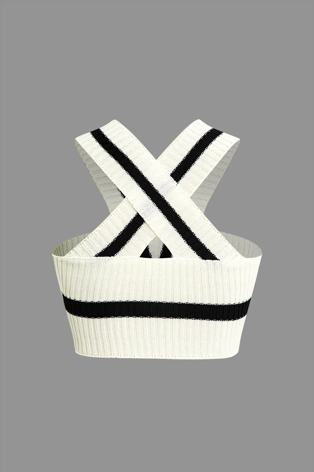 Color Block Print Knit V-Neck Tank Top