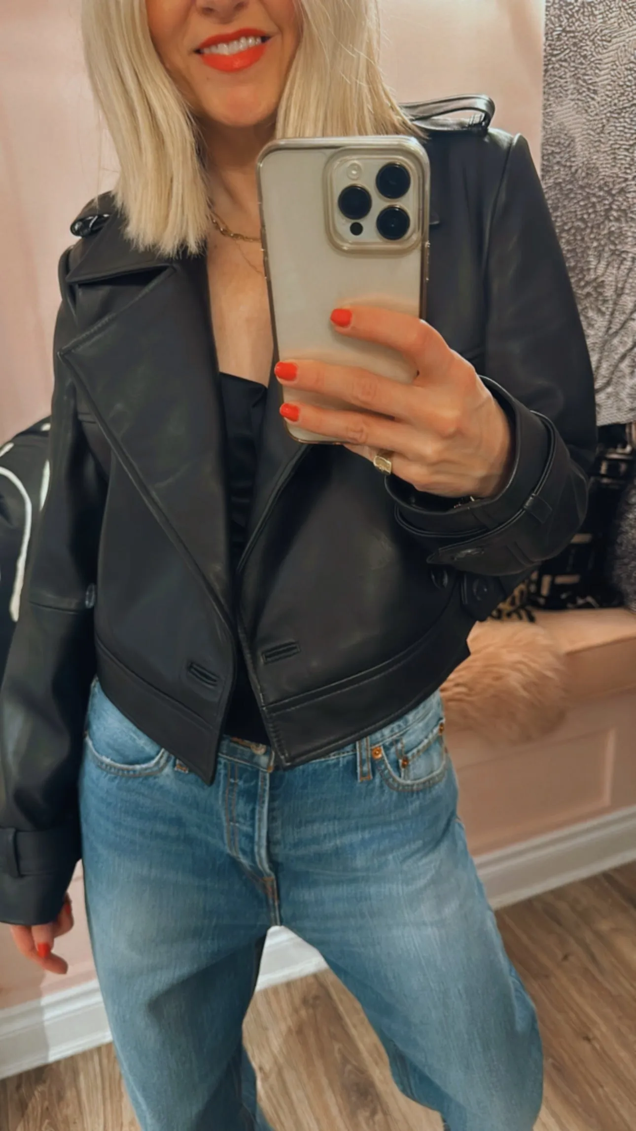 Cropped Leather Trench