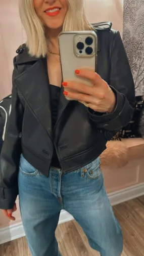 Cropped Leather Trench