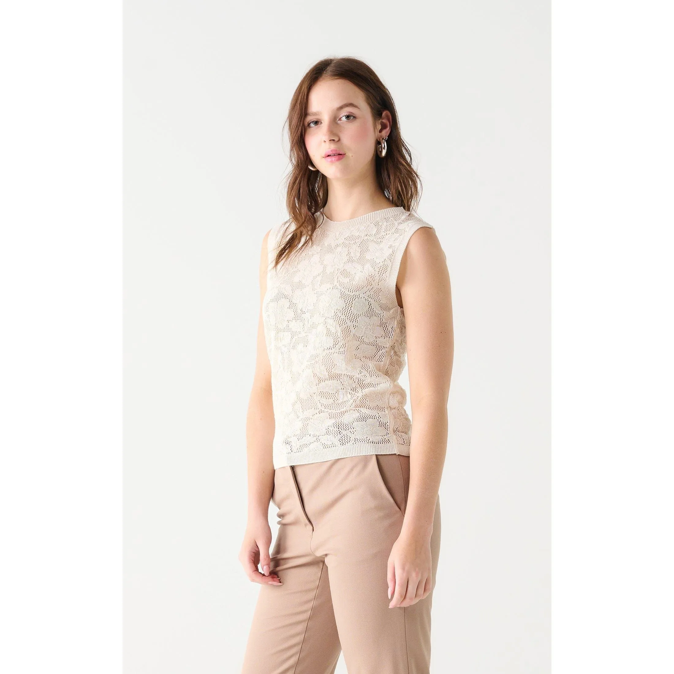Dex Black Tape Openwork Knit Top