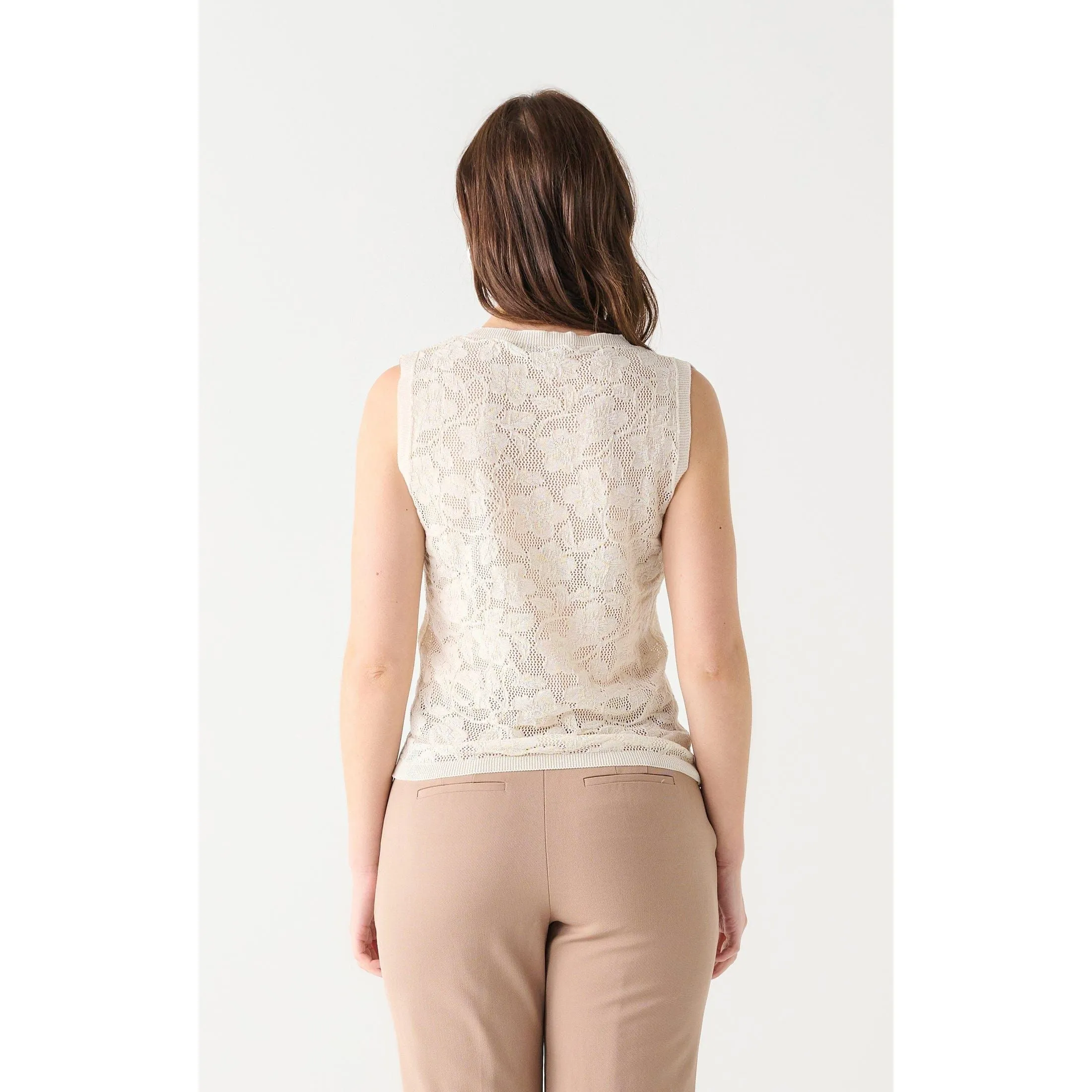 Dex Black Tape Openwork Knit Top