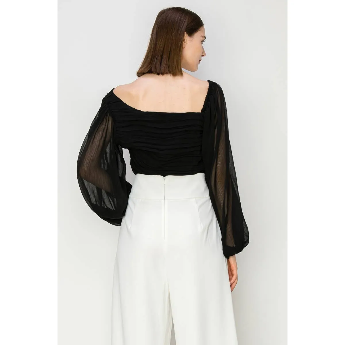 Dramatic Lace Inset Chiffon Top