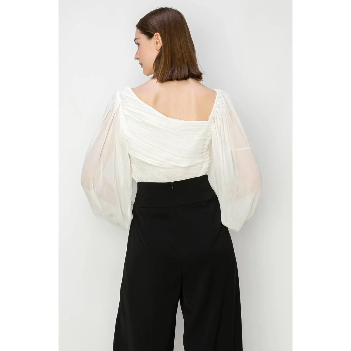 Dramatic Lace Inset Chiffon Top