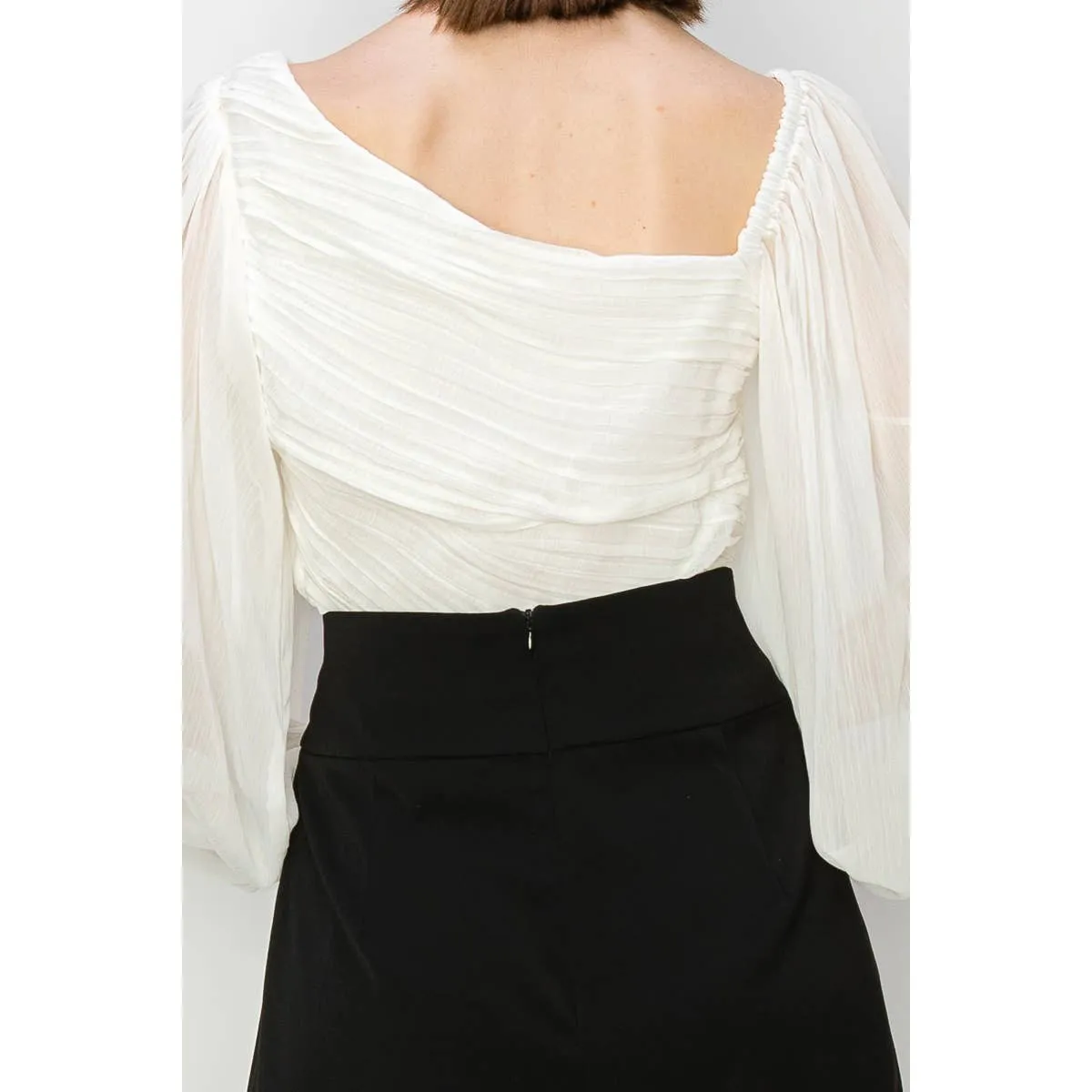 Dramatic Lace Inset Chiffon Top