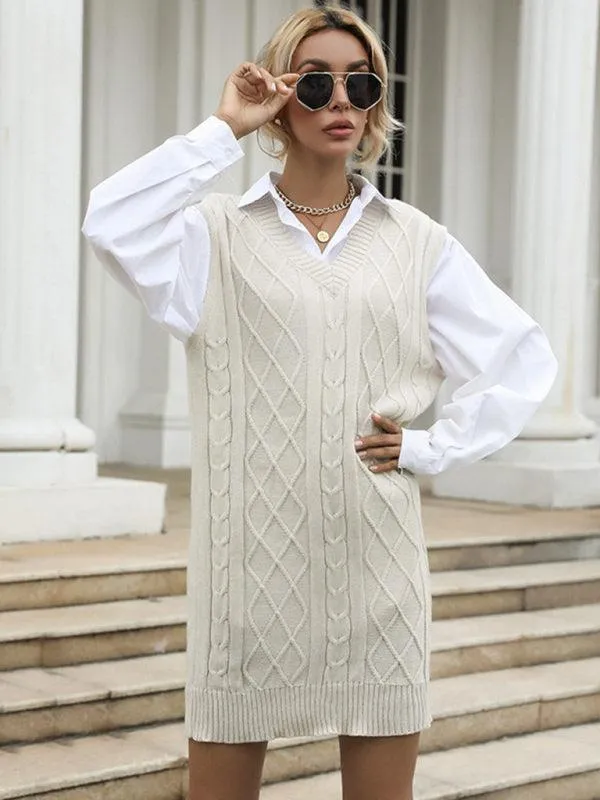 Elegant Knit V-Neck Dress for Effortless Autumn Fashion