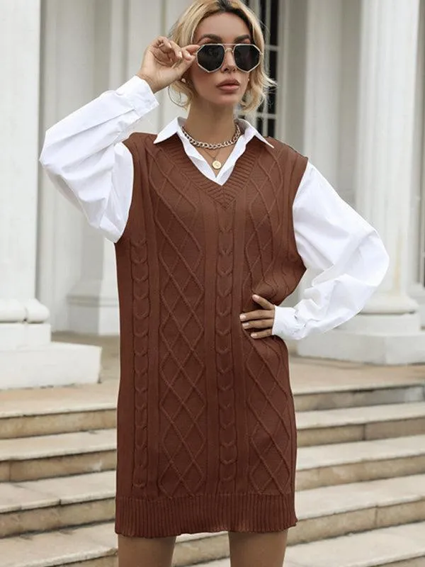 Elegant Knit V-Neck Dress for Effortless Autumn Fashion