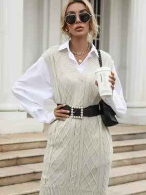 Elegant Knit V-Neck Dress for Effortless Autumn Fashion