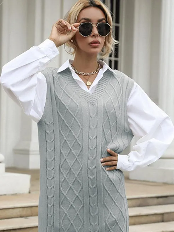 Elegant Knit V-Neck Dress for Effortless Autumn Fashion