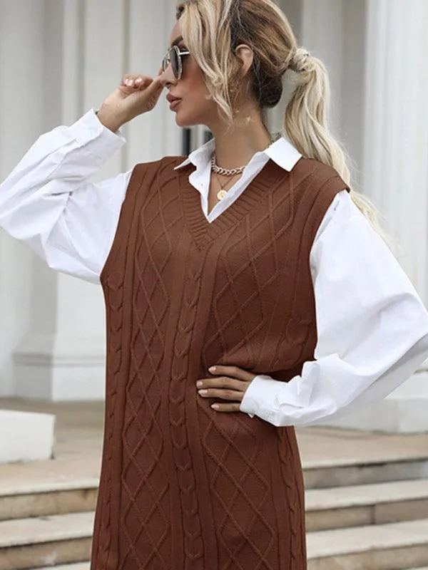 Elegant Knit V-Neck Dress for Effortless Autumn Fashion