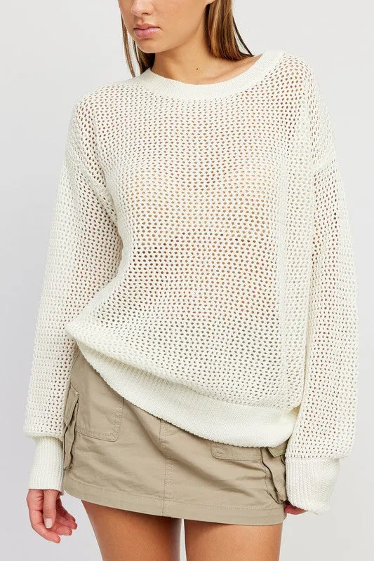 Emory Park CROCHET LONG SLEEVE TOP